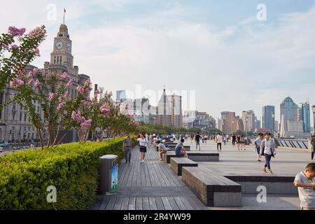 The Bund, Shanghai's waterfront district along the Huangpu River, known for its colonial-era architecture Stock Photo