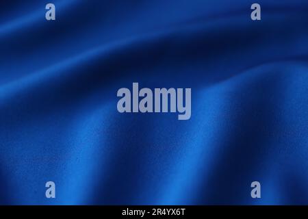 Wavy blue plain satin fabric for dressmaking as background Stock Photo