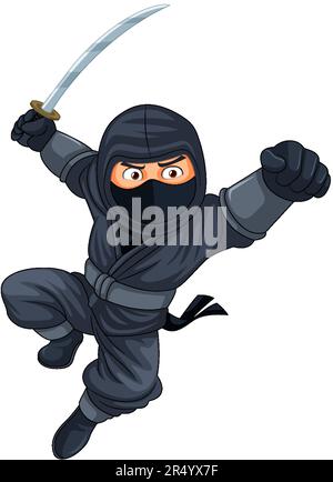 Ninja Jumping and Brandishing Sword illustration Stock Vector Image ...