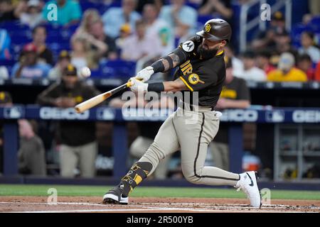 San Diego Padres' Rougned Odor bats during the first inning of a baseball  game against the Miami Marlins, Tuesday, May 30, 2023, in Miami. (AP  Photo/Wilfredo Lee Stock Photo - Alamy