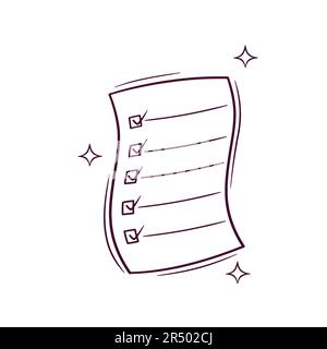 Hand Drawn Checked Document. Doodle Vector Sketch Illustration Stock Vector