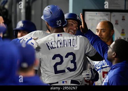 Los Angeles Dodgers' Freddie Freeman (5) celebrates with Jason