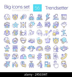 Trendsetter RGB color icons set Stock Vector