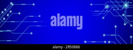 Abstract technology background.  Point and line composition on gradient blue background. Concept of scientific technology, innovation Stock Photo