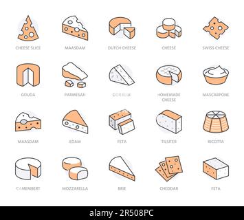 ricotta cheese food slice line icon vector illustration Stock Vector ...