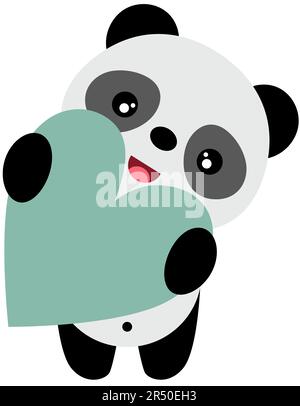 Cute panda holding a heart Stock Photo