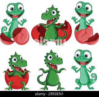 Little Dinosaur Monster Hatching from Egg illustration Stock Vector