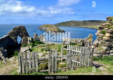 The ruins of Duntulm Castle on the Isle of Skye. Stock Photo