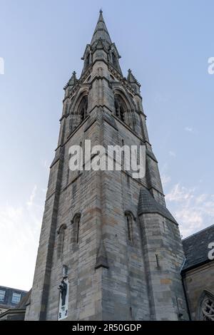 Spire of The Cathedral Church of St Mary - the Catholic cathedral church in the city of Newcastle upon Tyne, UK. Stock Photo