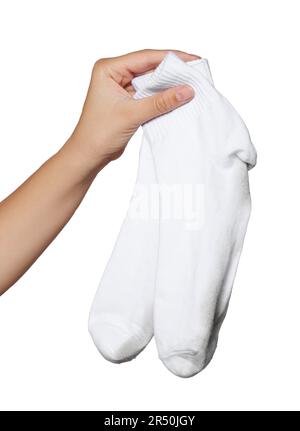 dirty sock on a white background Stock Photo - Alamy