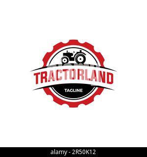 Tractor Logo Emblem Vintage. Tractorland Logo Design Stock Vector