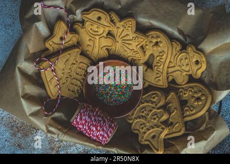 Christmas cookies as Christmas tree decorations Stock Photo