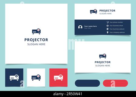 Projector logo design with editable slogan. Branding book and business card template. Stock Vector