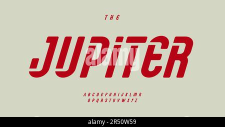 Bold Retro font. Italic, dynamic lettersi n Vintage, futuristic style. Perfect for logos. Unique stencil sport alphabet for headlines, lettering Stock Vector