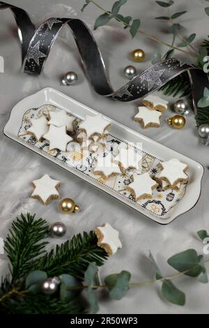 Star-shaped cinnamon cookies Stock Photo