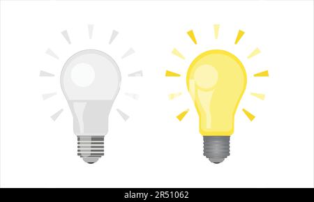 Yellow and White light bulb icon vector comparison Stock Vector