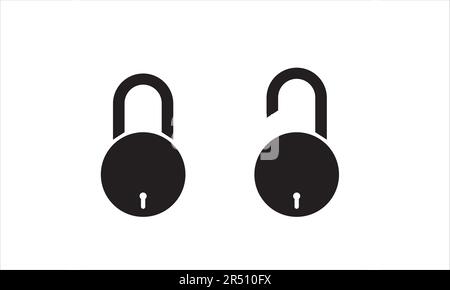 Round Lock Locked and Unlocked Stock Vector