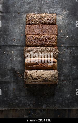 Various loaves in a row Stock Photo