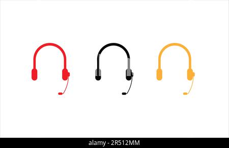Red Black and Yellow headset with microphone vectors on white Stock Vector