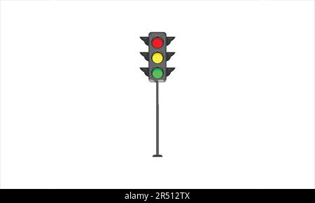 Traffic signal pole traffic lights illuminated Stock Vector