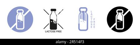 Discover a delightful selection of vector illustrations showcasing a range of lactose-free products, including milk, cheese, yogurt, and more, perfect Stock Vector