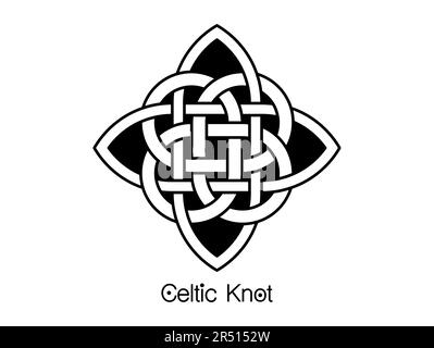 Celtic knot, interlocked circles logo, vector tattoo ornament interlaced tape isolated on white background Stock Vector