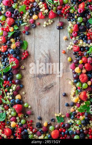 Frame of mixed berries Stock Photo