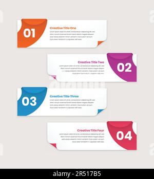 Four step business strategy presentation abstract infographic template design Stock Vector