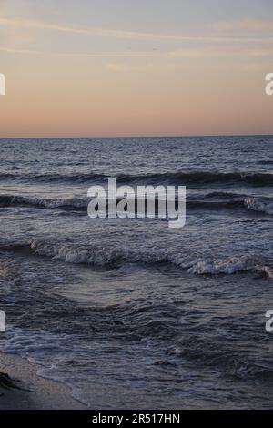 Sunset over the mediterranean sea in Portsaid city Stock Photo