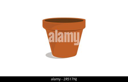 Brown Flower Pot Isolated on white Stock Vector