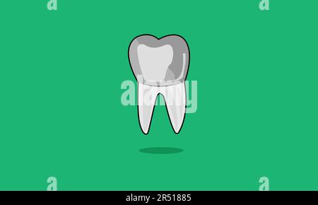 Molar Tooth With Silver Grey Metal Ceramic Crowning Stock Vector