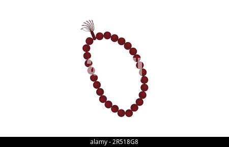 maroon praying beads tasbeeh on white Stock Vector