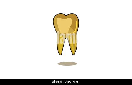 Golden Crowning On Molar Teeth Stock Vector