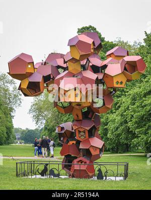 London, UK. 31st May, 2023. A new large-scale sculpture and further works in the gallery by Tomás Saraceno, created as a habitat for the wildlife of Hyde Park, is unveiled by the artist. Tomás Saraceno's new exhibition at Serpentine South also invites the park's biodiversity and visiting animals into the gallery for the first time, this includes dogs with their owners, and other wildlife. Credit: Imageplotter/EMPICS/Alamy Live News Stock Photo