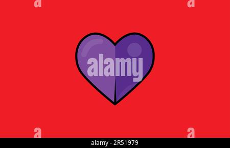 Purple color heart vector isolated on red Stock Vector