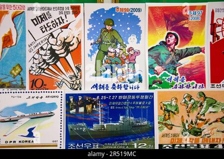 propaganda stamps, North Korea Stock Photo