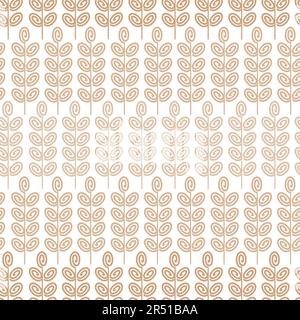 Wheat or barley, endless rye spikelets doodle hand drawn background. Wheat ears texture for bakery goods packaging design, vector illustration Stock Vector