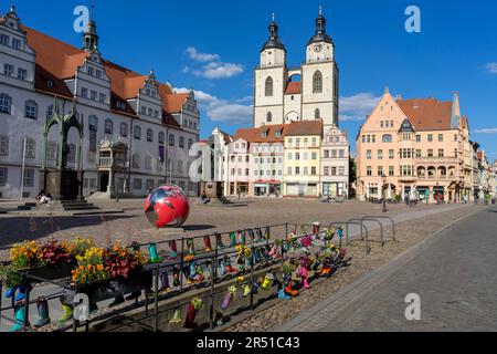 city old town square Marketplace Lutherstadt Wittenberg Stock Photo