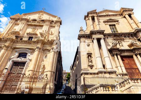 Churches di San Francesco Borgia and San Benedetto by via Crociferi, Catania, Italy. Stock Photo