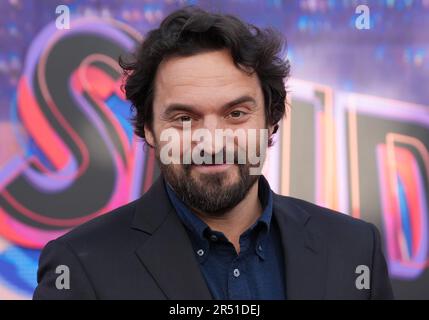 Jake Johnson arrives at the Sony Pictures Animation's SPIDER-MAN: ACROSS THE SPIDER-VERSE World Premiere held at the Regency Village Theater in Westwood, CA on Tuesday, ?May 30, 2023. (Photo By Sthanlee B. Mirador/Sipa USA) Stock Photo