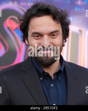 Jake Johnson arrives at the Sony Pictures Animation's SPIDER-MAN: ACROSS THE SPIDER-VERSE World Premiere held at the Regency Village Theater in Westwood, CA on Tuesday, ?May 30, 2023. (Photo By Sthanlee B. Mirador/Sipa USA) Stock Photo