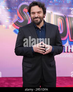 Jake Johnson arrives at the Sony Pictures Animation's SPIDER-MAN: ACROSS THE SPIDER-VERSE World Premiere held at the Regency Village Theater in Westwood, CA on Tuesday, ?May 30, 2023. (Photo By Sthanlee B. Mirador/Sipa USA) Stock Photo