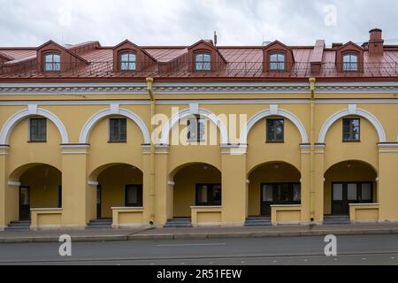 St. Petersburg, a fragment of the facade of the historical building of the former Nikolsky market Stock Photo