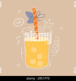 Vector Bubble Tea. Banana mango flavor Bubble Tea Stock Vector