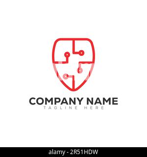 eps10 vector shield technology logo design template isolated on white background Stock Vector