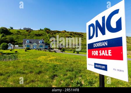 Rural Ireland house for sale near to village of Ardara, County Donegal. Stock Photo