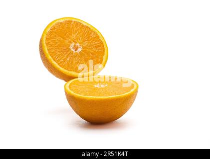 Orange open like a book isolated on a white backgound.