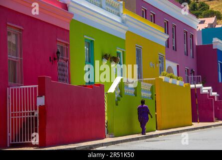 Colorful houses of Bo-Kaap in Cape Town, South Africa Stock Photo