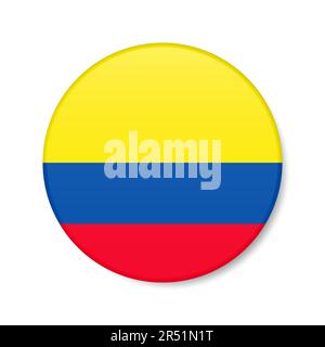 Ecuador circle button icon. Ecuadorian round badge flag with shadow. 3D realistic vector illustration isolated on white. Stock Vector