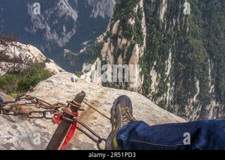 plank trail, the most dangerous hike in the world, sacred mountain of Huashan, China Stock Photo